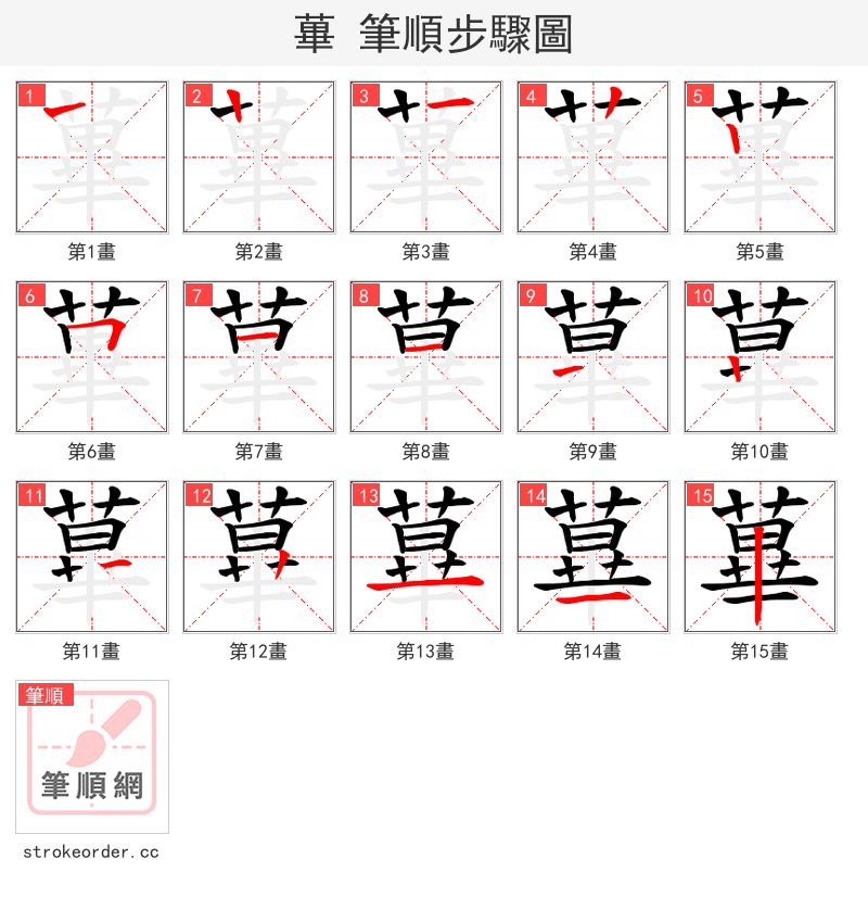 蓽 的笔顺分步演示（一笔一画写字）