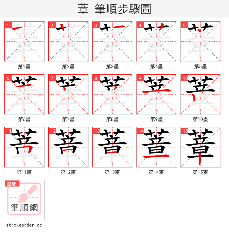 蔁 的笔顺分步演示（一笔一画写字）