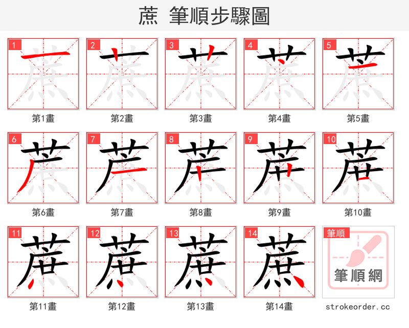 蔗 的笔顺分步演示（一笔一画写字）