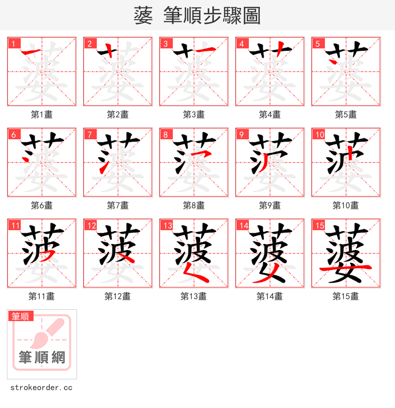 蔢 的笔顺分步演示（一笔一画写字）