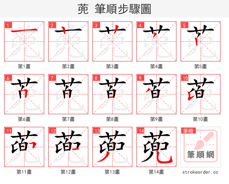 蔸 的笔顺分步演示（一笔一画写字）