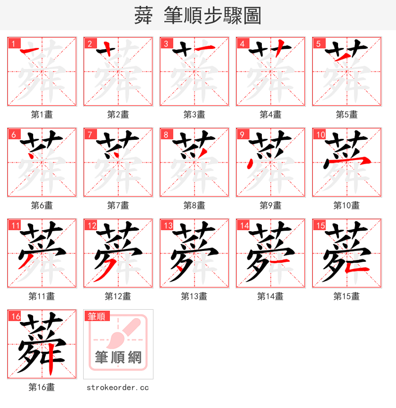 蕣 的笔顺分步演示（一笔一画写字）