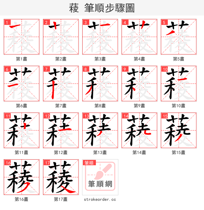 薐 的笔顺分步演示（一笔一画写字）
