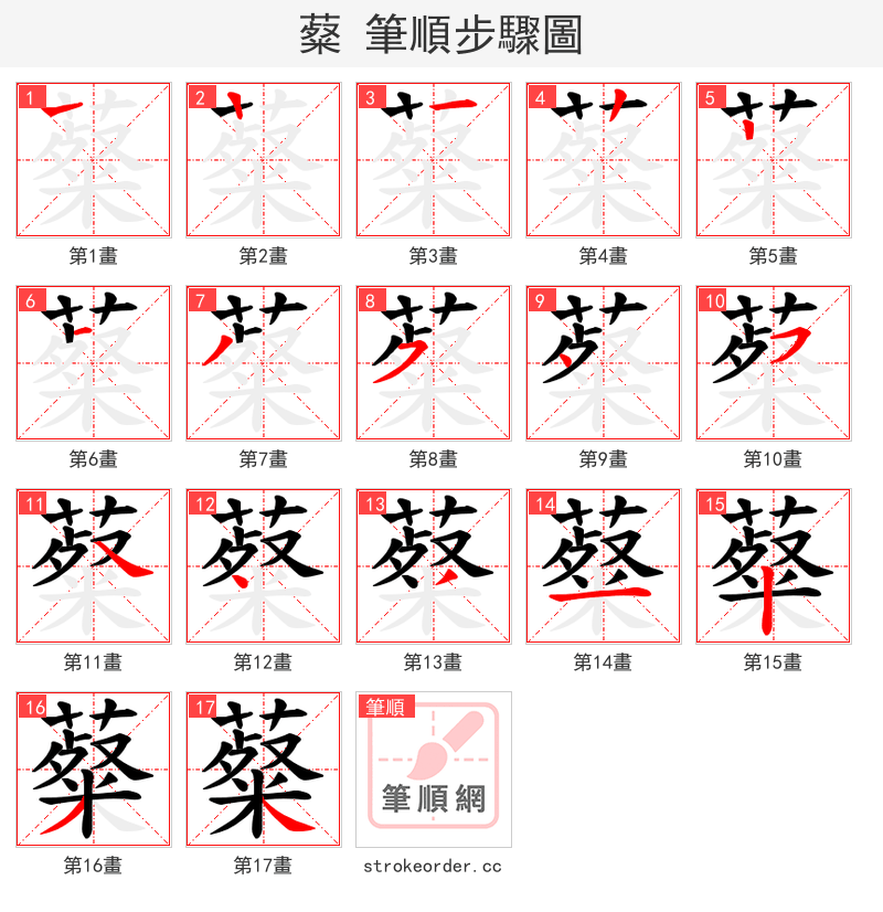 薒 的笔顺分步演示（一笔一画写字）