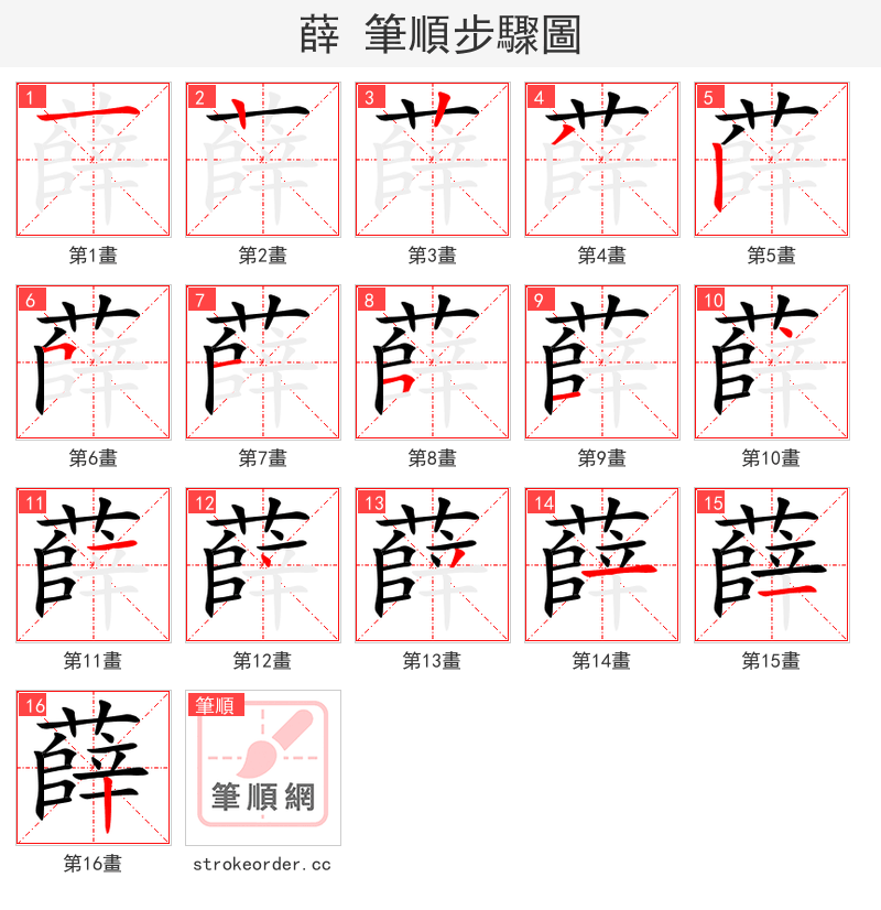 薛 的笔顺分步演示（一笔一画写字）
