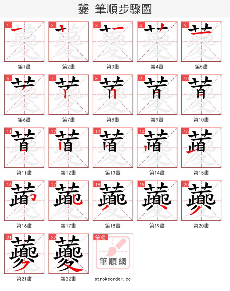 虁 的笔顺分步演示（一笔一画写字）