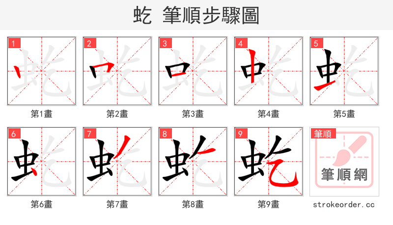 虼 的笔顺分步演示（一笔一画写字）