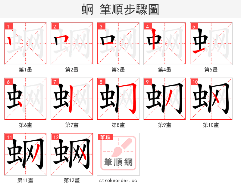 蛧 的笔顺分步演示（一笔一画写字）