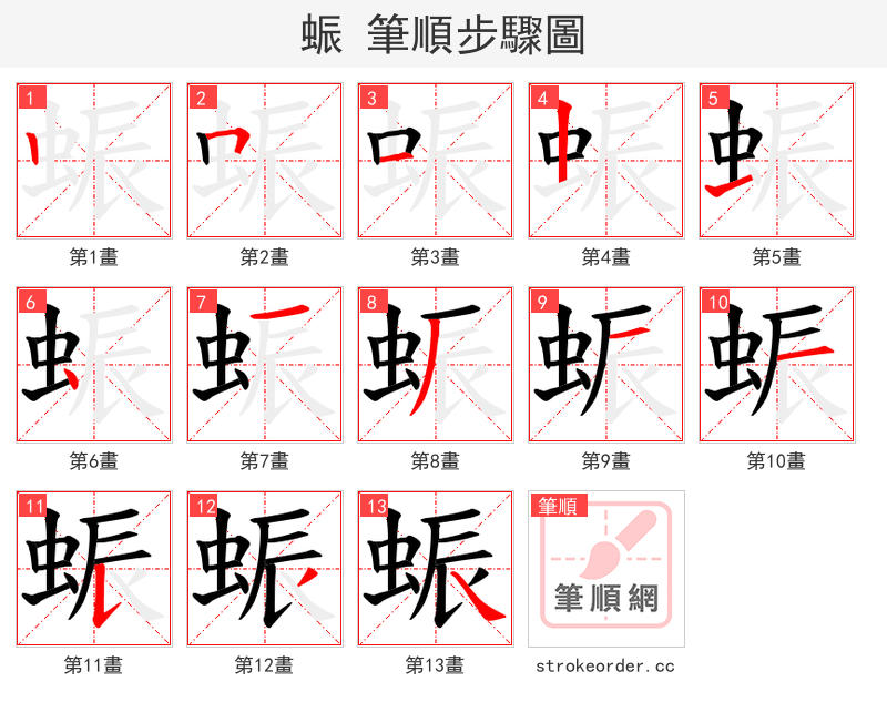 蜄 的笔顺分步演示（一笔一画写字）