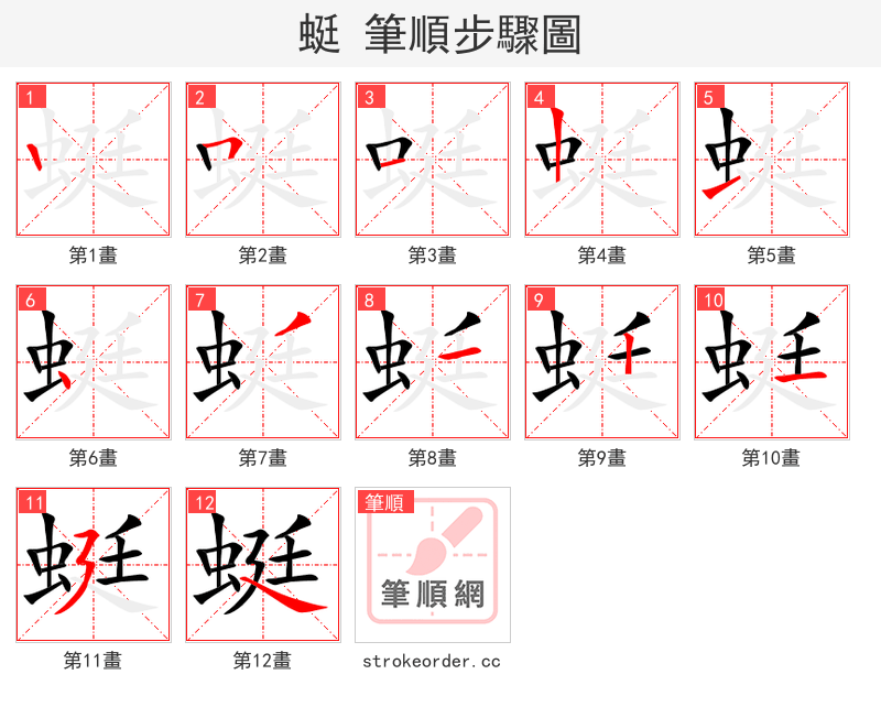 蜓 的笔顺分步演示（一笔一画写字）
