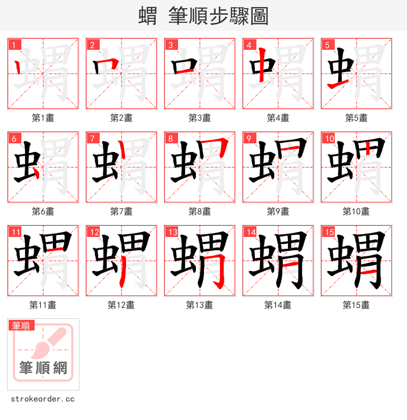 蝟 的笔顺分步演示（一笔一画写字）