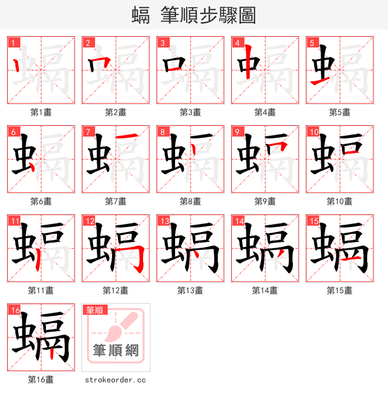 螎 的笔顺分步演示（一笔一画写字）