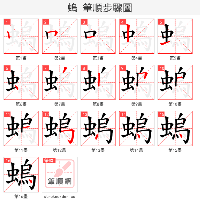 螐 的笔顺分步演示（一笔一画写字）