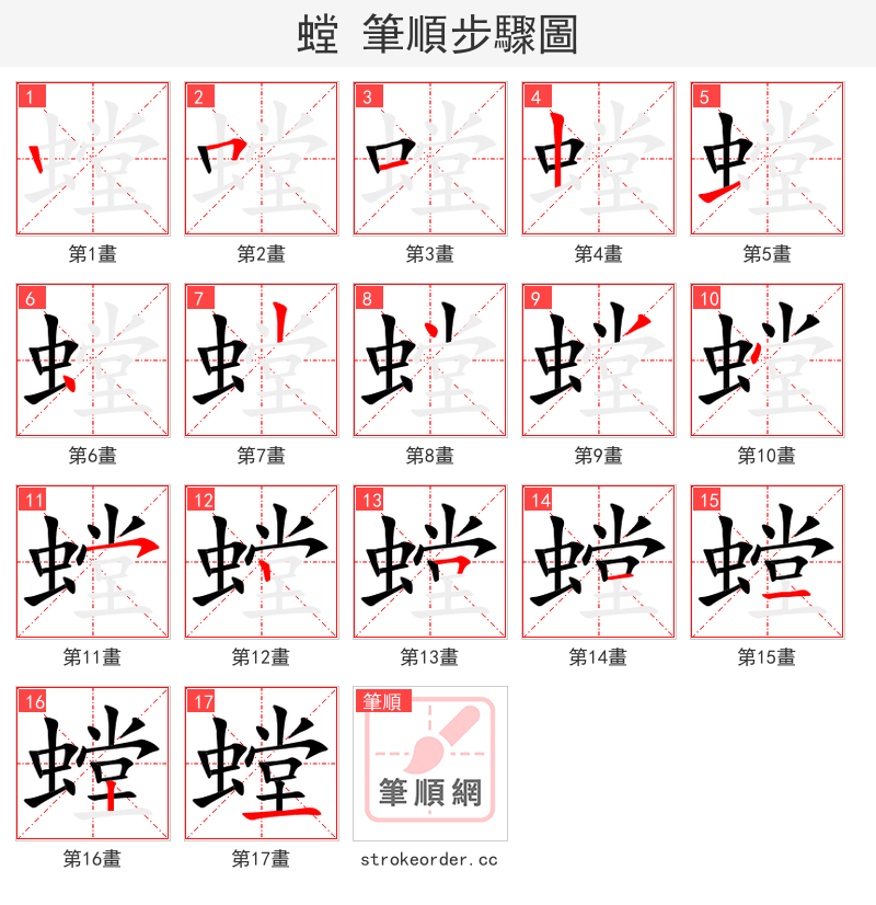 stroke order steps of 螳