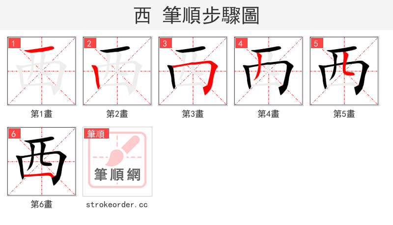 stroke order steps of 西