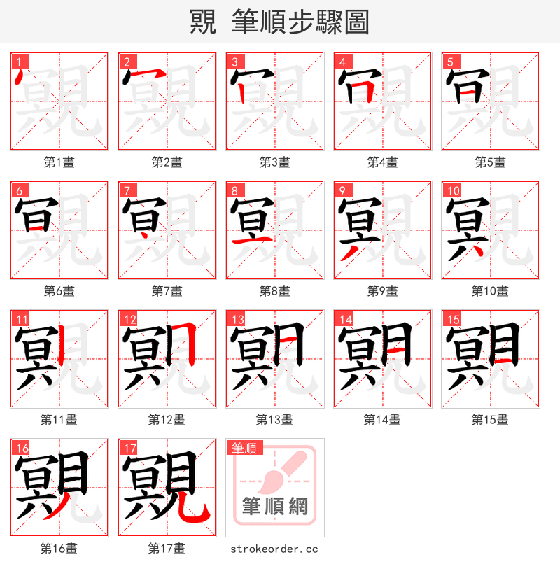覭 的笔顺分步演示（一笔一画写字）