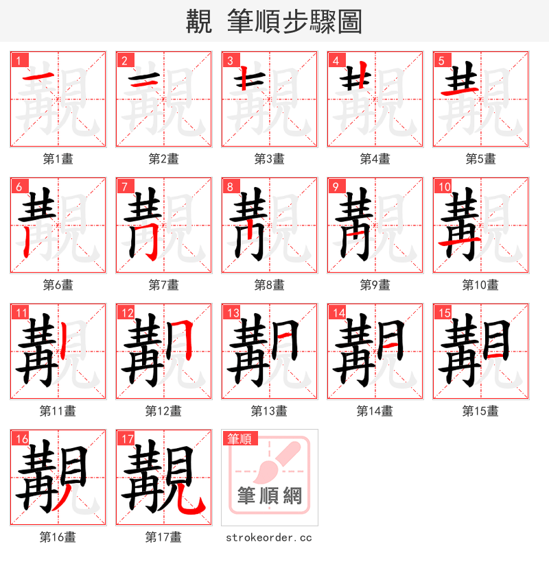 覯 的笔顺分步演示（一笔一画写字）