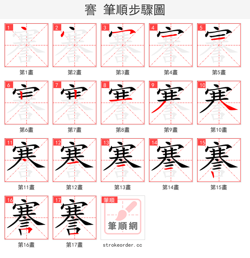 謇 的笔顺分步演示（一笔一画写字）