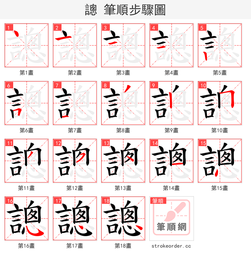 謥 的笔顺分步演示（一笔一画写字）
