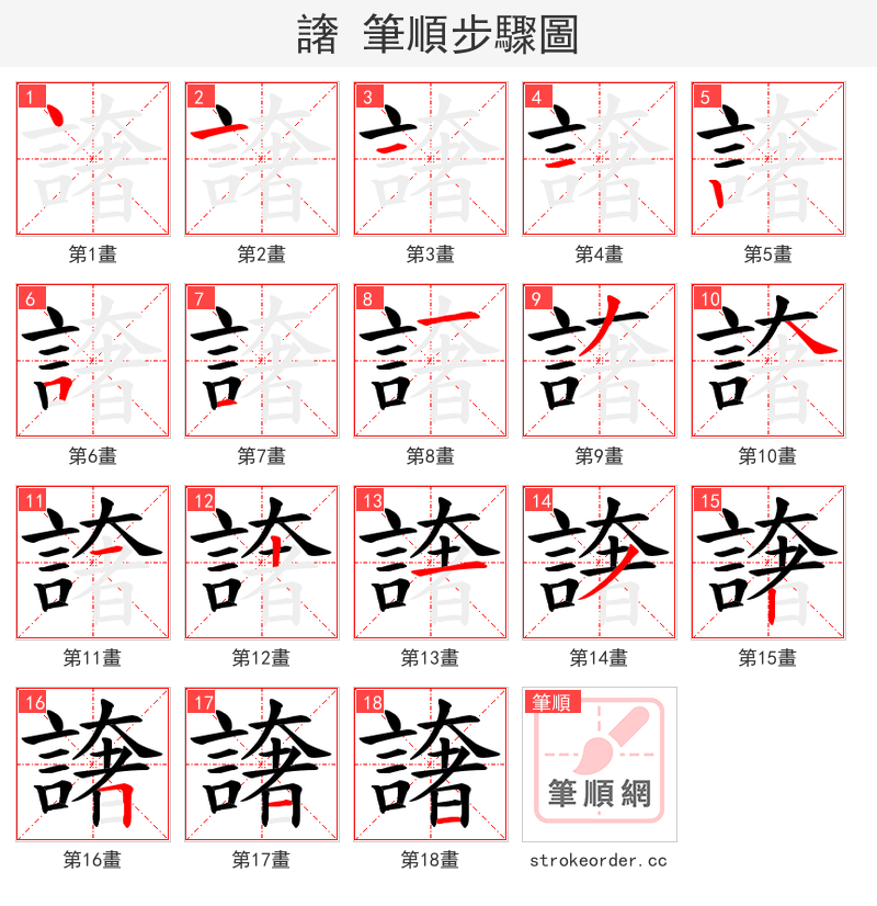 譇 的笔顺分步演示（一笔一画写字）