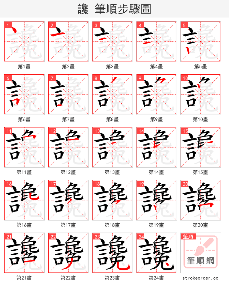 讒 的笔顺分步演示（一笔一画写字）