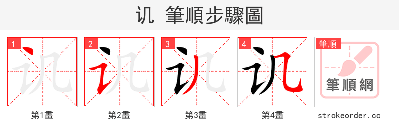 stroke order steps of 讥