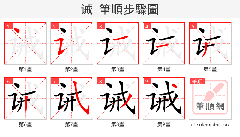 诫 的笔顺分步演示（一笔一画写字）