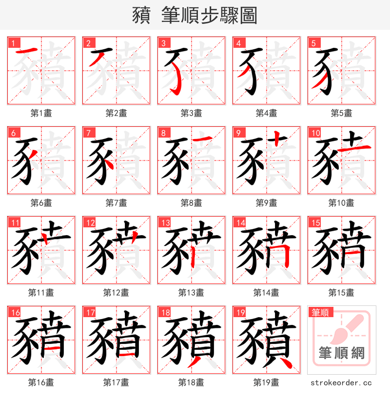 豶 的笔顺分步演示（一笔一画写字）