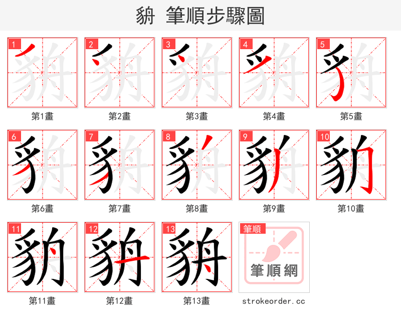 貈 的笔顺分步演示（一笔一画写字）