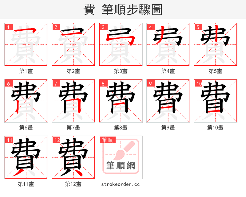 費 的笔顺分步演示（一笔一画写字）