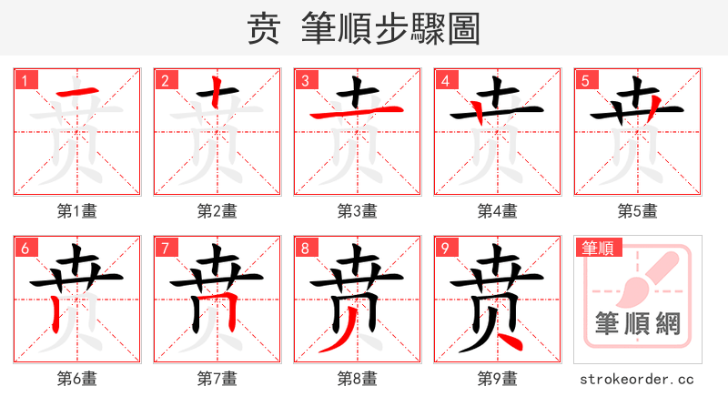 贲 的笔顺分步演示（一笔一画写字）