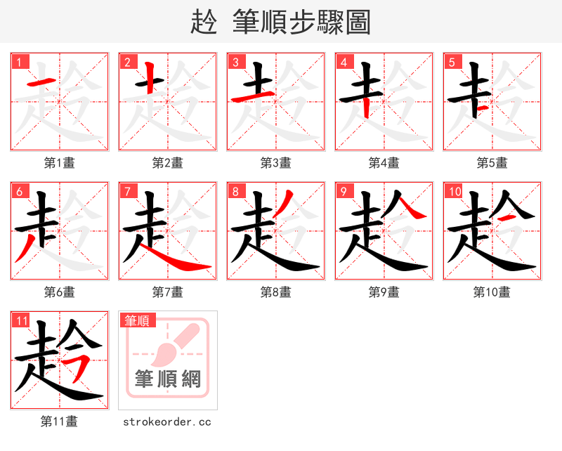 赺 的笔顺分步演示（一笔一画写字）