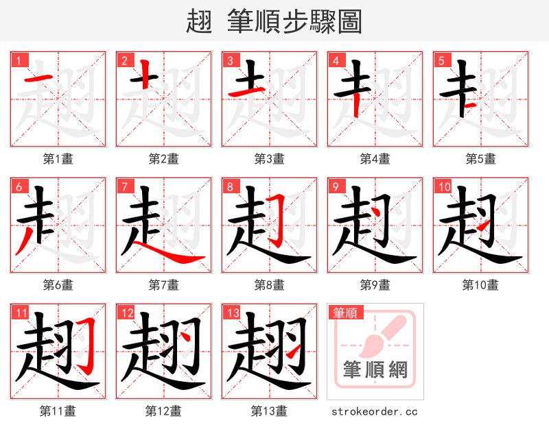 趐 的笔顺分步演示（一笔一画写字）