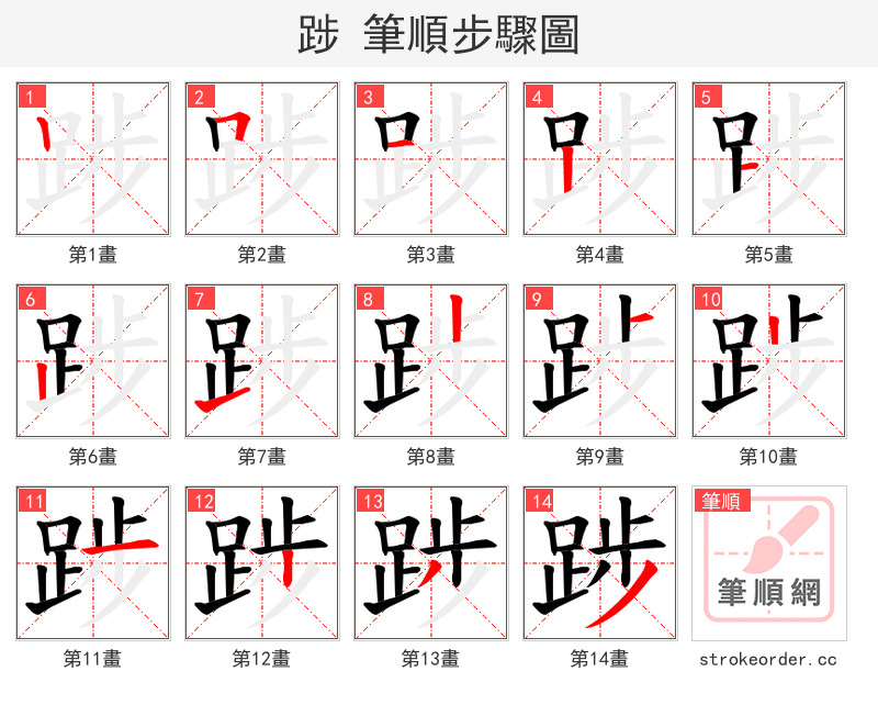 踄 的笔顺分步演示（一笔一画写字）