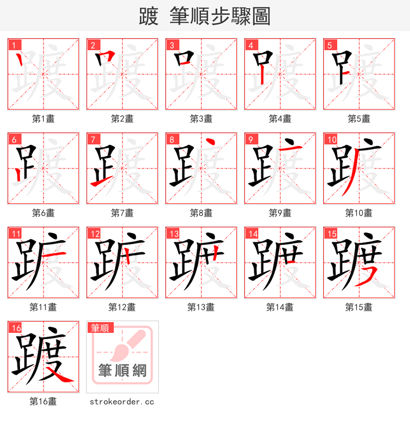 踱 的笔顺分步演示（一笔一画写字）