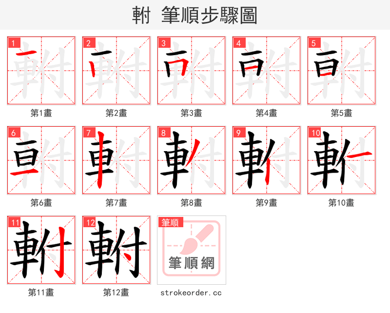 軵 的笔顺分步演示（一笔一画写字）