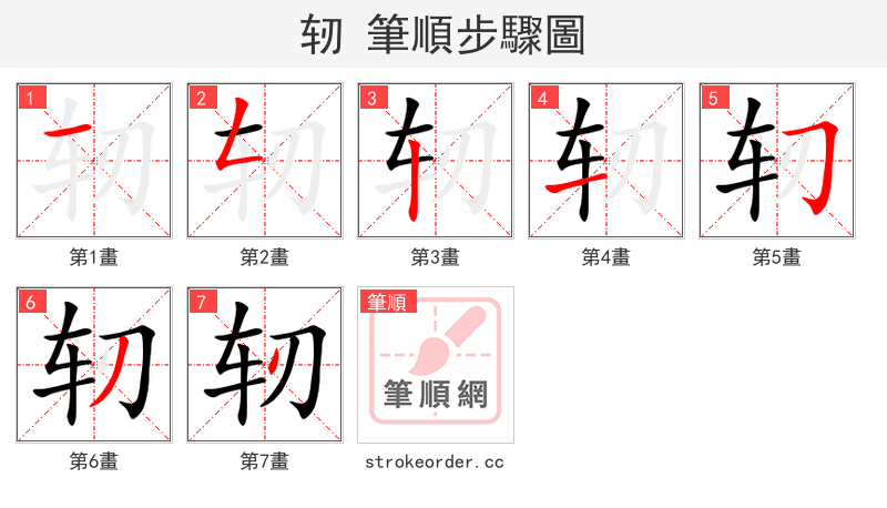 轫 的笔顺分步演示（一笔一画写字）