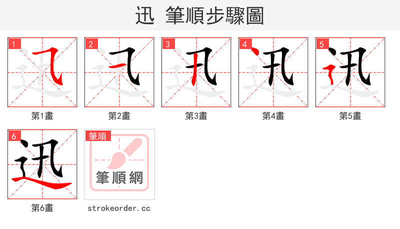 迅 的笔顺分步演示（一笔一画写字）