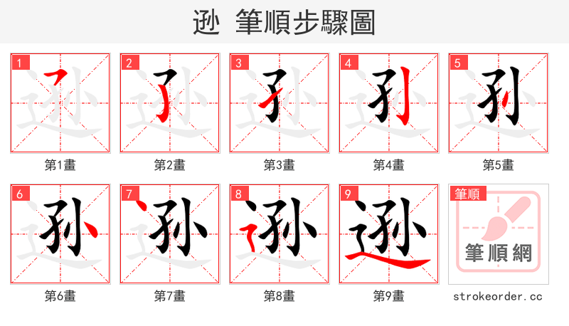逊 的笔顺分步演示（一笔一画写字）