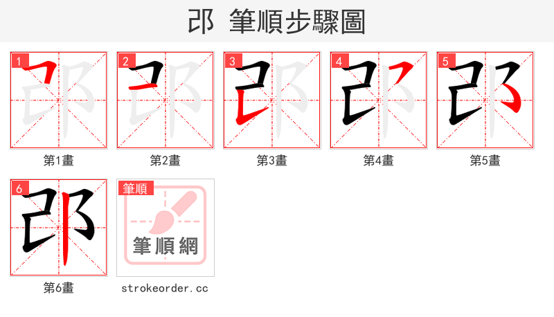 邔 的笔顺分步演示（一笔一画写字）
