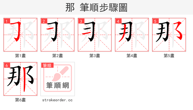 那 的笔顺分步演示（一笔一画写字）