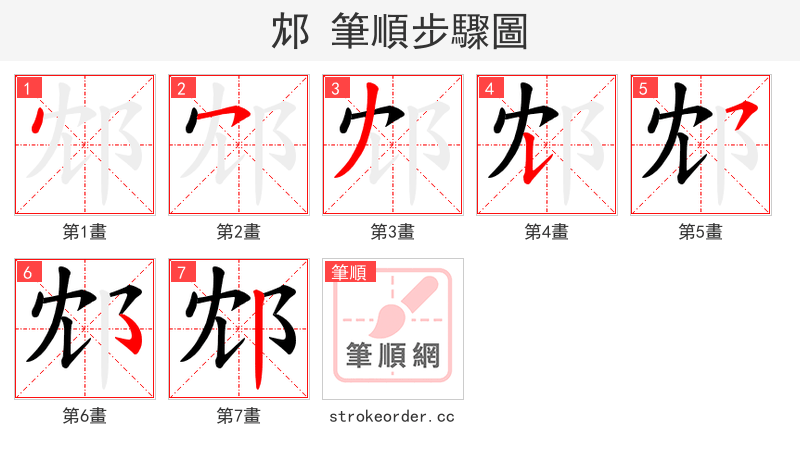 邥 的笔顺分步演示（一笔一画写字）