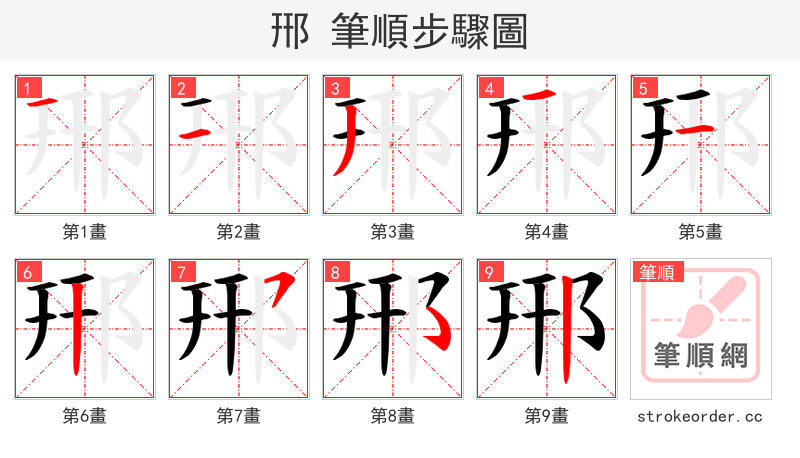 郉 的笔顺分步演示（一笔一画写字）