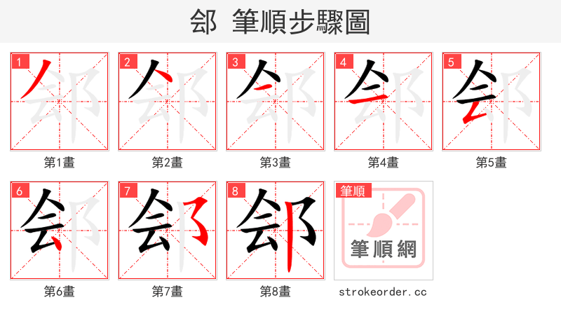 郐 的笔顺分步演示（一笔一画写字）