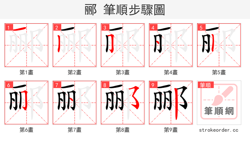 郦 的笔顺分步演示（一笔一画写字）