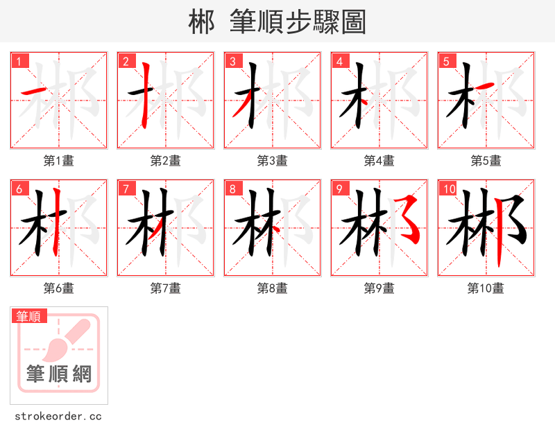 郴 的笔顺分步演示（一笔一画写字）