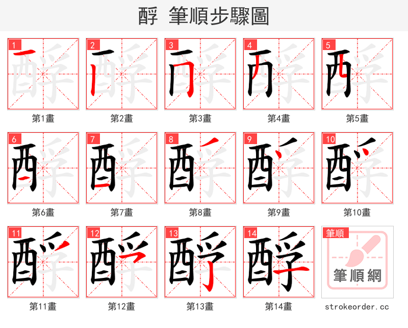 酻 的笔顺分步演示（一笔一画写字）