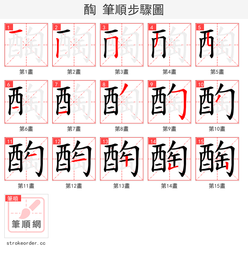 醄 的笔顺分步演示（一笔一画写字）