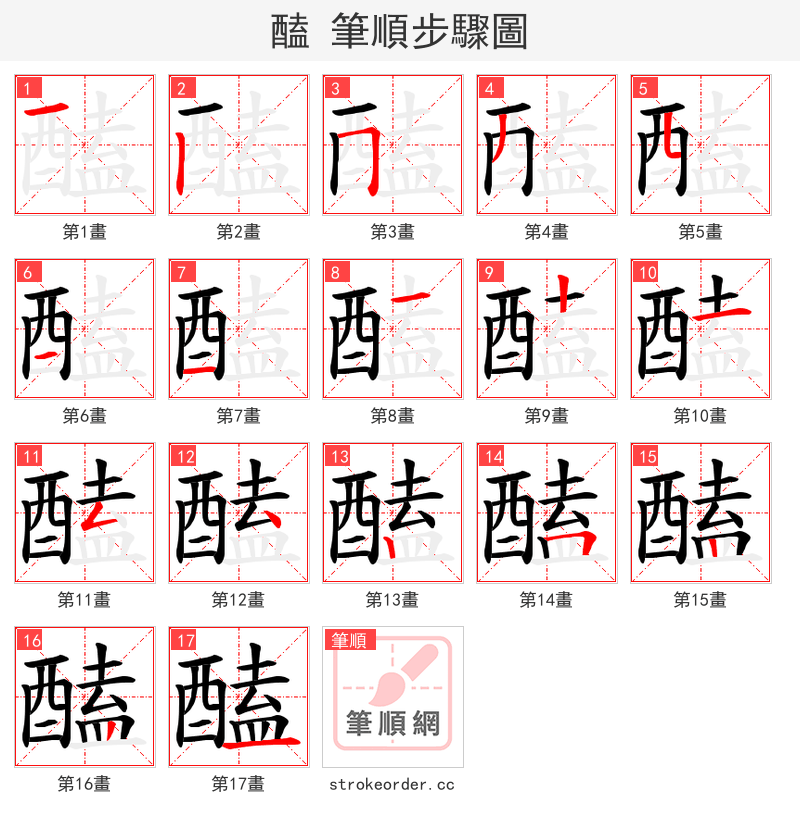 醘 的笔顺分步演示（一笔一画写字）