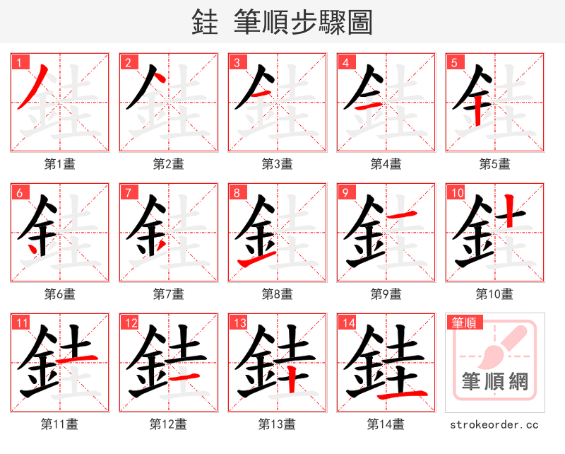 銈 的笔顺分步演示（一笔一画写字）